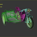 Vintage Motorcycle with Silver Sidecar Black Body Headlight and Classic Seat Design