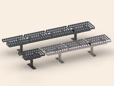 Modern Metal Public Bench With Simple And Durable Design For Outdoor Public Areas 3d model
