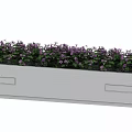 Gray Decorative Garden Planter Box With Drawer Design And Purple Flowers
