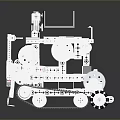 White Mechanical Robotic Device With Tracked Chassis Multiple Wheels And Arm Structure 3d model
