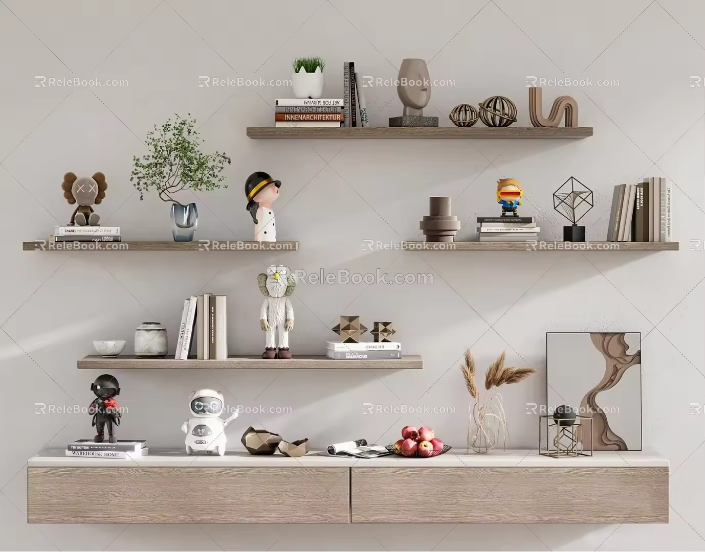 Modern Decoration Combination Simple Background Wall Storage Rack 3d model