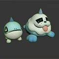 Playful Blue White Cartoon Characters With Pointed Tops And Large Eyes