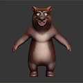 Cartoon Bear Character 3D Model Standing Pose With Brown White Fur Playful Expression 3d model