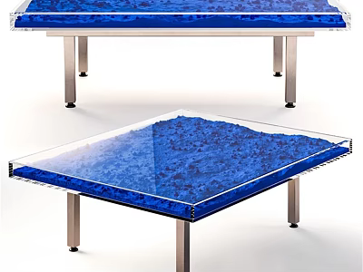Modern Sofa And Coffee Table Set Featuring Blue Glass Tabletop And Stainless Steel Legs 3d model