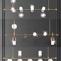 Modern Chandelier Design With Golden Metal Rods And Round Glass Globes