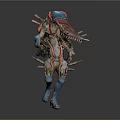 Vibrant Sci Fi Fantasy Creature With Mechanical Appendages And Sharp Teeth