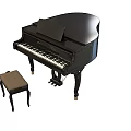 Technology Exhibition Hall Display With Black Piano And Wooden Stool