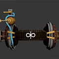 Game Movie Character Wearing Steampunk Mechanical Headphones Antenna Gold Brown Silver Glowing Blue Details