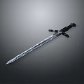 Medieval Style Intricate Engraved Decorative Sword With Black Hilt And Metal Blade