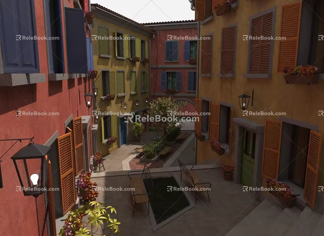 Alley Hutong Outdoor Building Scene 3d model