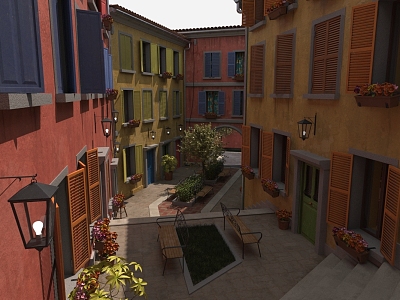 Alley Hutong Outdoor Building Scene 3d model