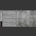 Industrial Metal Grid Gate Design With Concrete Wall And Rustic Metal Frame Details