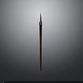 Traditional Metal Spear With Wooden Handle On Gray Gradient Background
