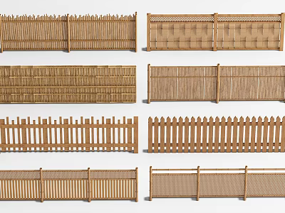 Various Wooden Garden Fence Designs with Different Patterns for Outdoor Use 3d model