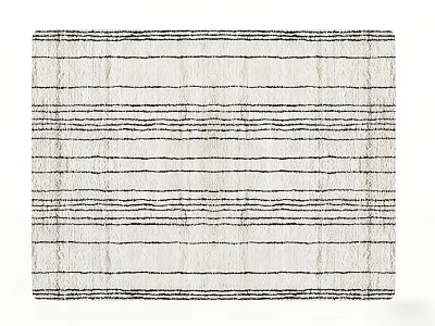 Square Rug With Black And White Striped Pattern For Modern Home Decor 3d model