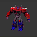 Red Blue Gray Mechanical Robot Character In 3D Render With Detailed Mechanical Body Design