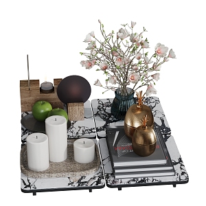 Ornament combination book candle vase crafts 3d model