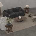 Modern Sofa and Coffee Table Set with Side Tables Table Lamps Woven Rug and Armchair