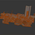 Intricate Industrial Structure Model Featuring Metal Frames Tower Sections And Interconnected Layers