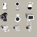 Various Projection Monitoring Cameras Mounted On Wall With Different Designs And Styles