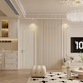Elegant Living And Dining Room Interior Design With Beige Sofa Chandelier Dining Table Herringbone Floor