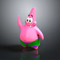 Pink Star Shaped Cartoon Creature With Green Shorts Expressive Face And Raised Hand