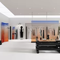 Modern Clothing Store Interior With Mannequin Hanging Garments And Display Rack