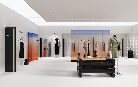 Modern Clothing Store Black and White High-end Clothing Store 3d model