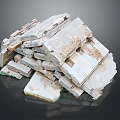 Pile Of Old Weathered Bricks With Broken Edges And Stained Surfaces