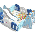 Children's Play Equipment With Slide Colorful Balls Pool And Castle Shaped Railings