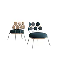 Modern Leisure Chair With Circular Back Decorations And Metal Legs In Wooden And Dark Tones