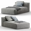 Modern Gray Sofa With Soft Pillows And Cozy Blanket Design Style 3d model