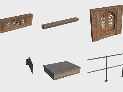 Decorative Wooden Wainscoting With Ornamental Panels Trim Mouldings And Base Boards 3d model