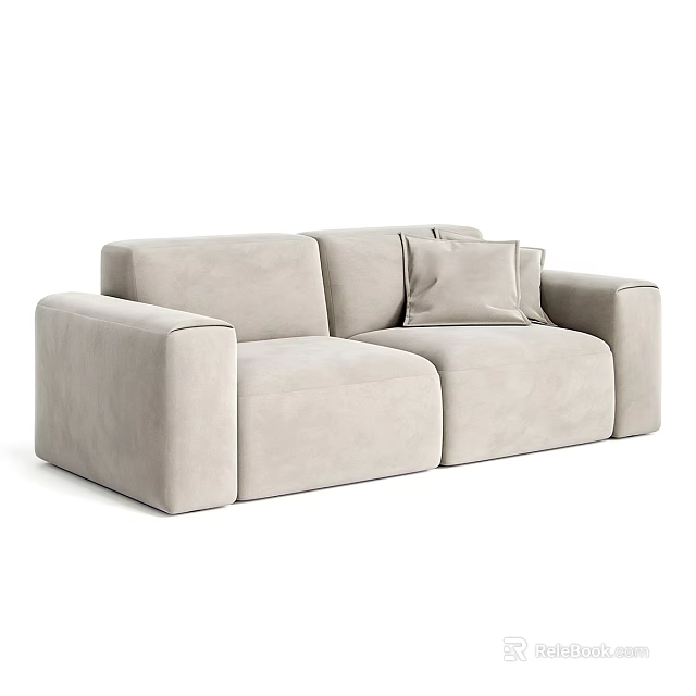 Modern Beige Sectional Sofa With Comfortable Cushions And Soft Upholstery Design 3d model