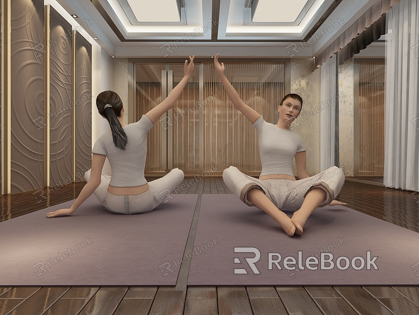 Modern Women Practicing Yoga model