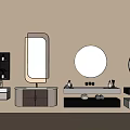 Modern Bathroom Vanity Set With Various Mirrors Sinks And Cabinets 3d model