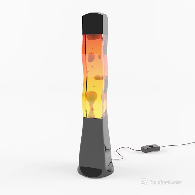 Stylish Floor Lamp With Colorful Bubbling Liquid And Black Base For Home Decor 3d model 
