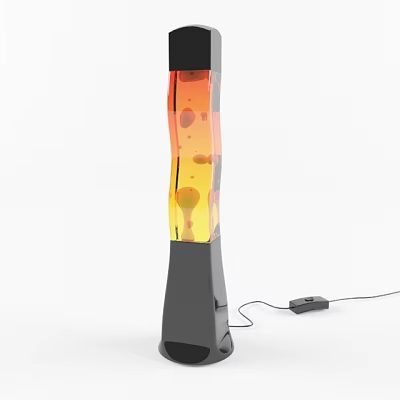 Stylish Floor Lamp With Colorful Bubbling Liquid And Black Base For Home Decor 3d model