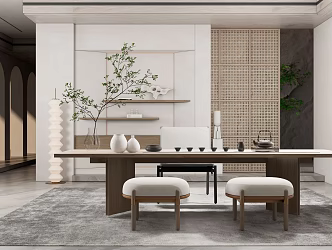 Modern Tea Room Home Tea Room 3d model