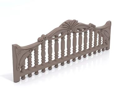 Decorative Brown Fence With Carved Patterns Balusters And Wooden Design For Outdoor Use 3d model
