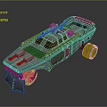 Futuristic Armored Car with Large Wheels Metallic Blue Exterior and Reinforced Roof Structure