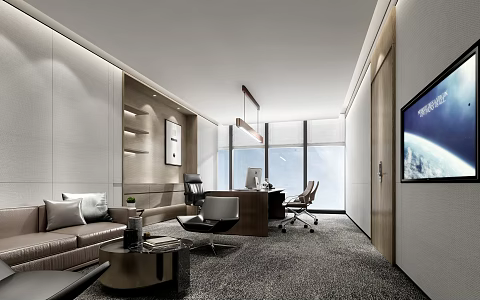 modern office general manager office 3d model
