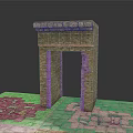 Modern Rustic Brick Archway Scene With Detailed Stone Slab Floor 3d model