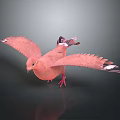 Pink Pigeon Animal Painting with Spread Wings on Dark Background and Reflection
