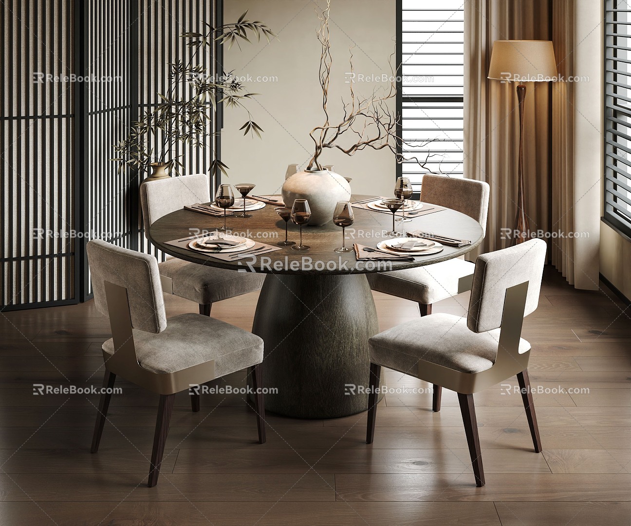 Tableware Tableware Tableware Dinner Plate Knife and Fork Wine Cup Fruit Dining Table and Chair 3d model