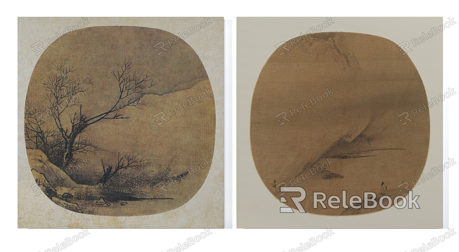 Chinese Song Liangkai Snow Landscape Landscape Ze Bank Yin Picture Hanging Painting model