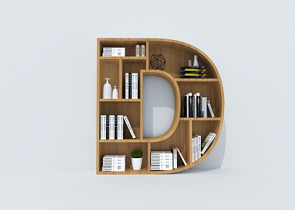 Creative Bookcase Creative Bookshelf Letter Bookshelf Container Shelf 3d model