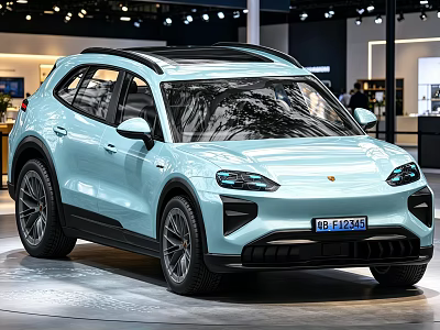 Light Blue Luxury SUV With Modern Exterior Design Displayed At Motor Show 3d model