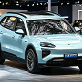 Light Blue Luxury SUV With Modern Exterior Design Displayed At Motor Show
