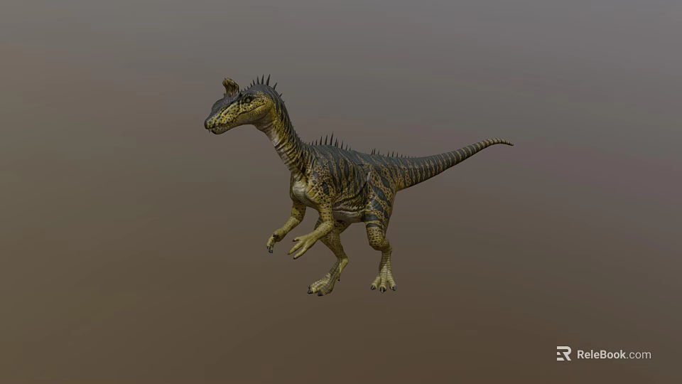Realistic Reptile Dinosaur 3D Model with Spiked Back and Striped Skin Standing 3d model 